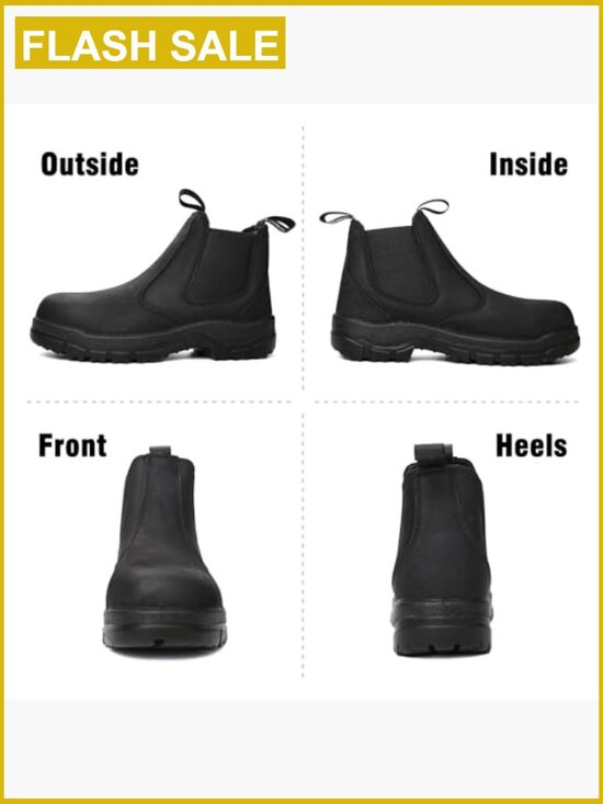 Slip on Work Boots Soft Toe Comfort Leather Abrasion Slip Resistant Chelsea main image 6